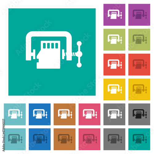 Micro sd memory card compress solid square flat multi colored icons