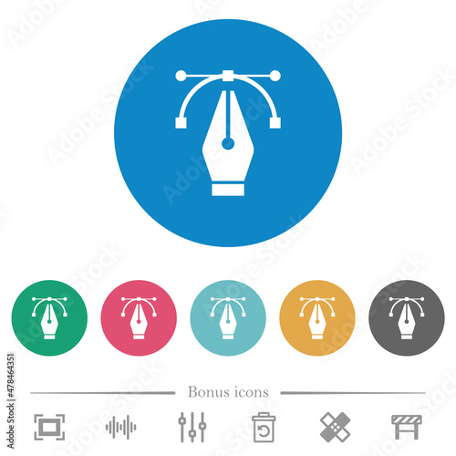 Editing vector curve with pen tool flat round icons