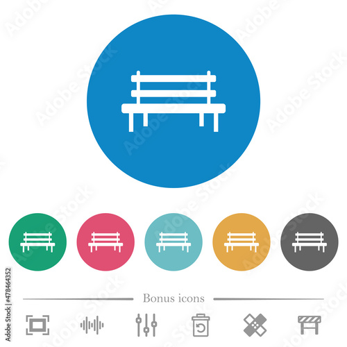 Park bench flat round icons