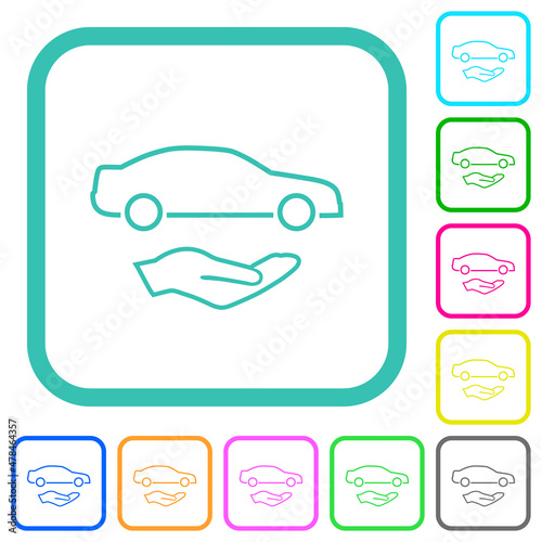 Car services outline vivid colored flat icons