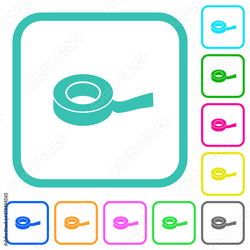 Insulating tape vivid colored flat icons