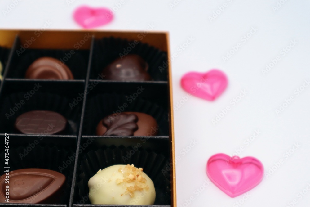 チョコとハートのクローズアップ チョコとハートのクローズアップ
