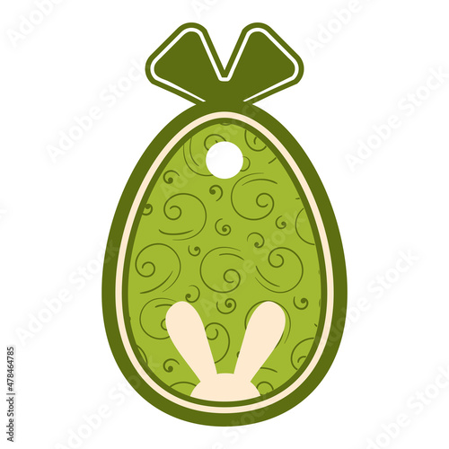 Easter egg tag with hole. Laster label for shops. Copyspace