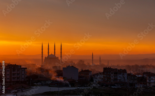 Selimiye Mosque and a unique sunset