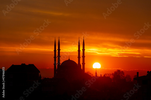 Selimiye Mosque and a unique sunset