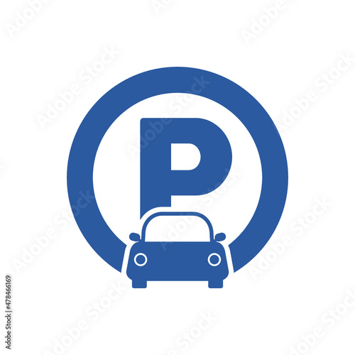 Blue parking icon isolated on white background