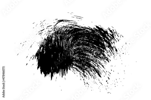 Ink black abstract paint stroke isolated on white background. Paint droplets. Digitally generated image. Vector design elements, illustration, EPS 10.
