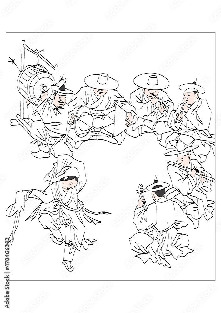 Fototapeta premium Kim Hong-do painting dance