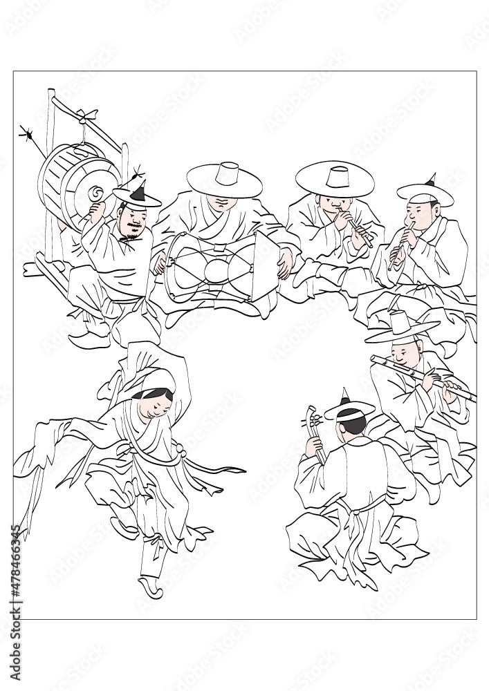 Fototapeta premium Kim Hong-do painting dance