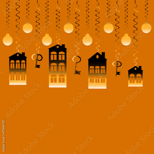 advertising banner or postcard - housewarming, sale or rental of housing on a turnkey basis. Apartments or houses