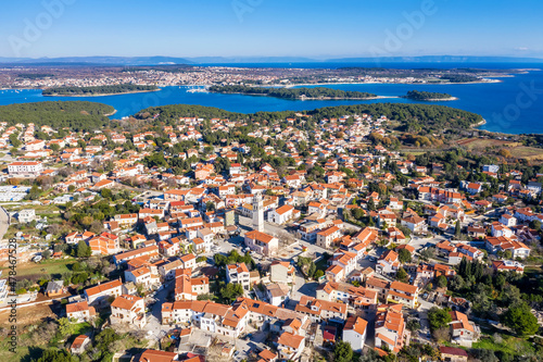 An aerial shot of Premantura and Medulin, Istria, Croatia