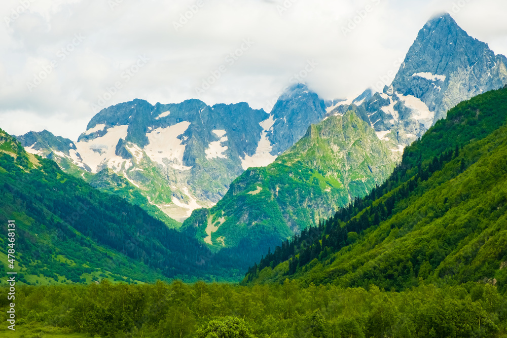 Mountain landscape, Dombai Caucasian Mountains, Russia