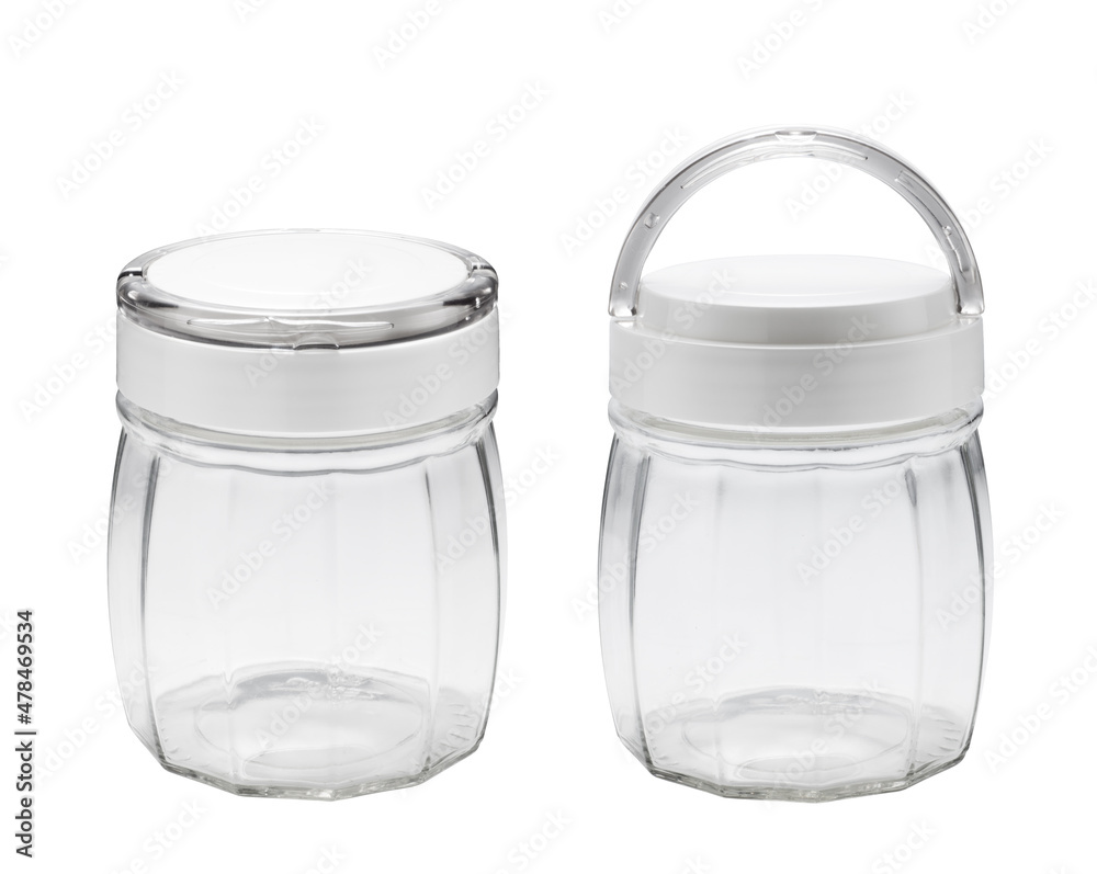 Empty glass jar with lid isolated on white background Empty glass jar with lid isolated on white background