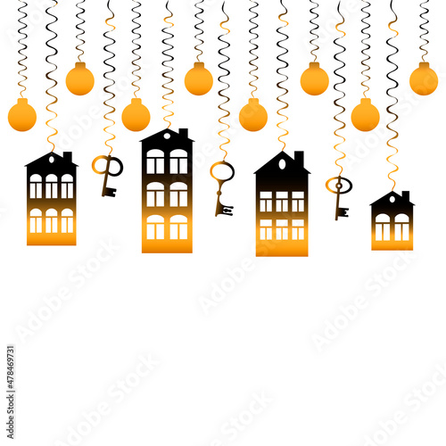 advertising banner or postcard - housewarming, sale or rental of housing on a turnkey basis. Apartments or houses