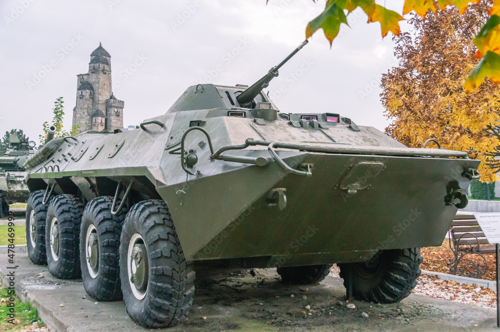 An armored personnel carrier is an armored transport and combat vehicle (transporter) for transporting personnel. Soviet armored personnel carrier. A combat vehicle that participated in the fighting. An armored personnel carrier is an armored transport and combat vehicle (transporter) for transporting personnel. Soviet armored personnel carrier. A combat vehicle that participated in the fighting.