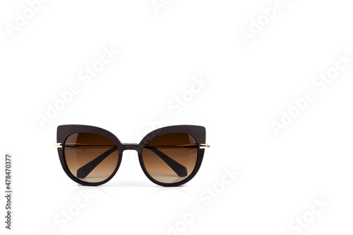 Stylish sunglasses for beach on white isolated background