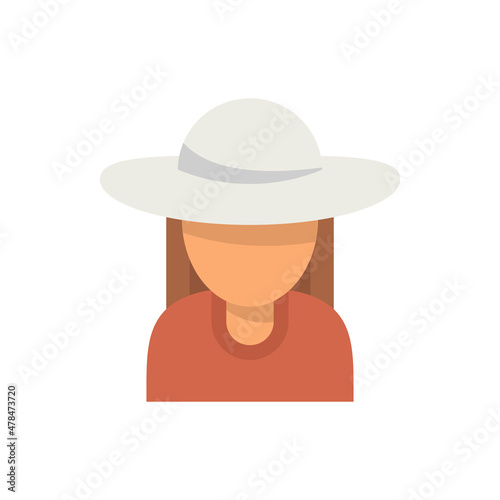 Girl hitchhiking icon flat isolated vector