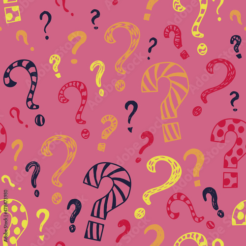 Seamless pattern with multicolored question marks.