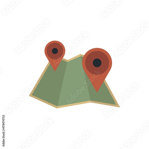 Hitchhiking map icon flat isolated vector