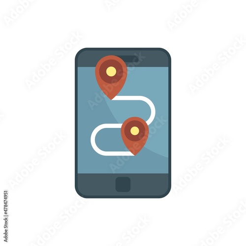 Foto Hitchhiking smartphone route icon flat isolated vector