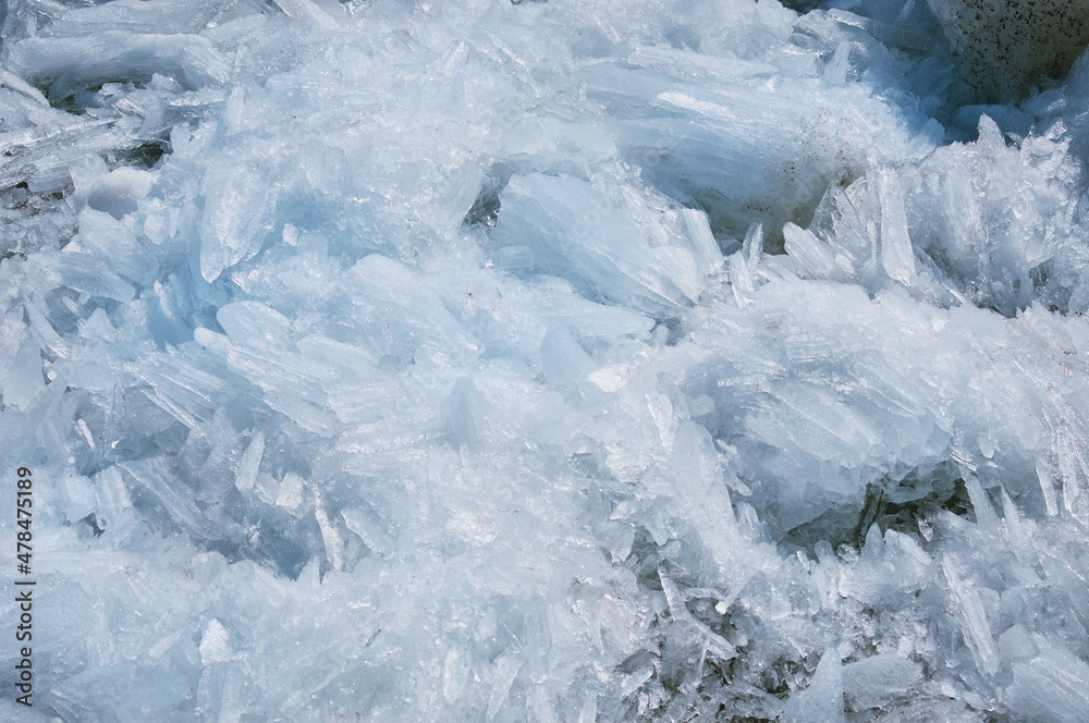 Chunks of ice on the river in the spring.