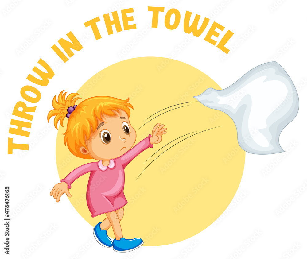English idiom with picture description for throw in the towel