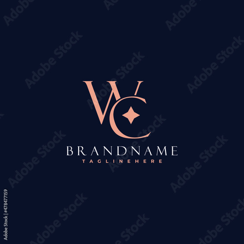 WC letter monogram logo - WC letter logo Template with Blue background