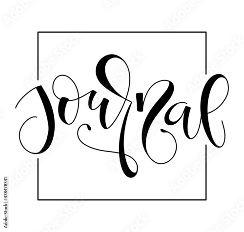 Journal, black lettering isolated on white background, vector illustration with calligraphy