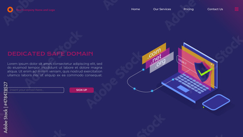 Landing Page for Dedicated Domain in Isometric Style