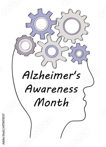 Alzheimer's awareness month concept vector in sketch, doodle style. Medical event in January.