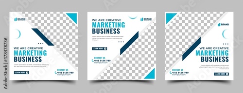 Business marketing social media post template design. Editable text, shape, and color banner with place for the photo. Usable for social media post, banner, and web ads.