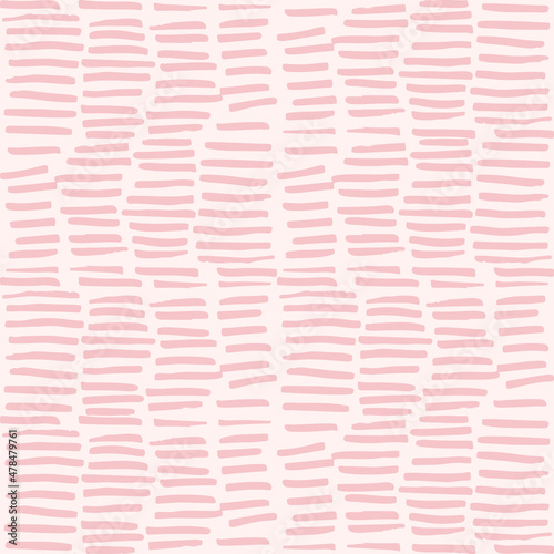 Simple vector geometric abstract seamless pattern. Monochrome pink and white minimalist repeat. Small elements in rows. Graphic texture for fabric, apparel, wallpaper. photo