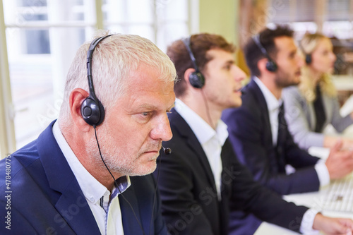 Business team people with headset at a training course
