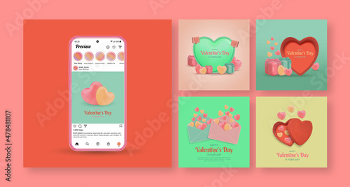 Happy valentines day social media post template