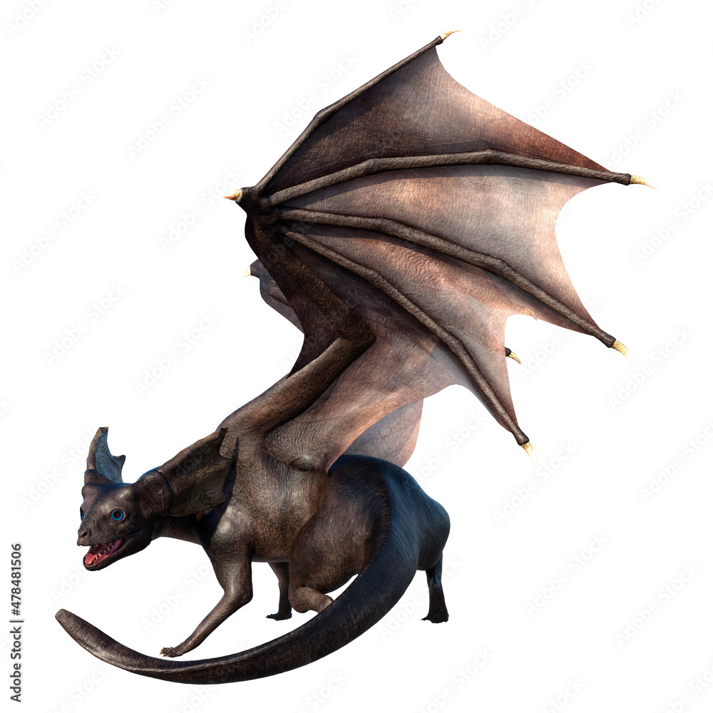 Fototapeta premium 3D Rendering Fairy Tale Dragon on White