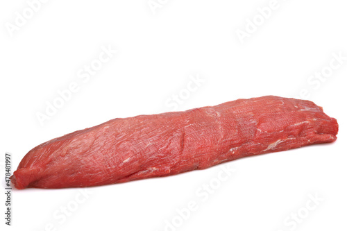 Cuadro en lienzo Tender veal tenderloin isolated on white background