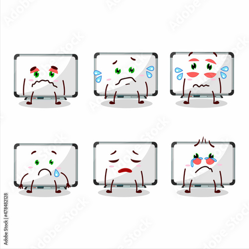 White board cartoon character with sad expression