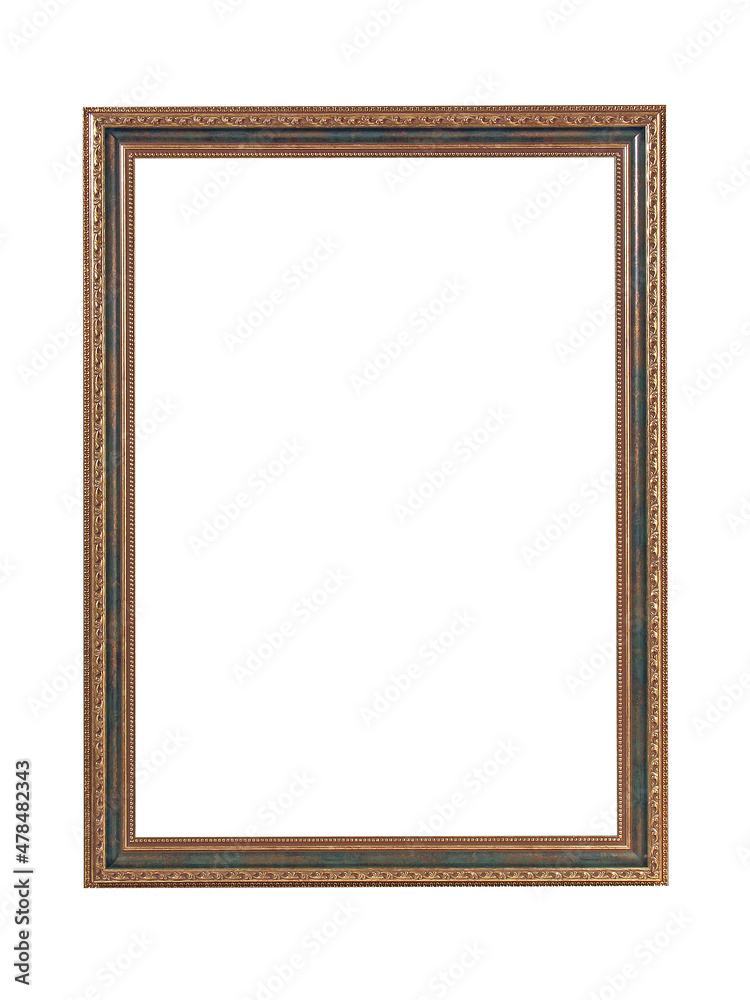 Wooden brown bronze frame for paintings. Isolated on white Wooden brown bronze frame for paintings. Isolated on white
