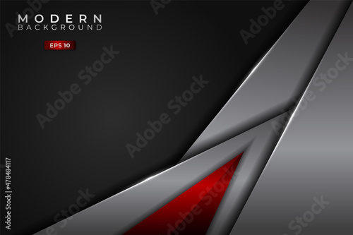 Modern Background Metallic Glossy Overlapped Diagonal Elegant Silver and Red