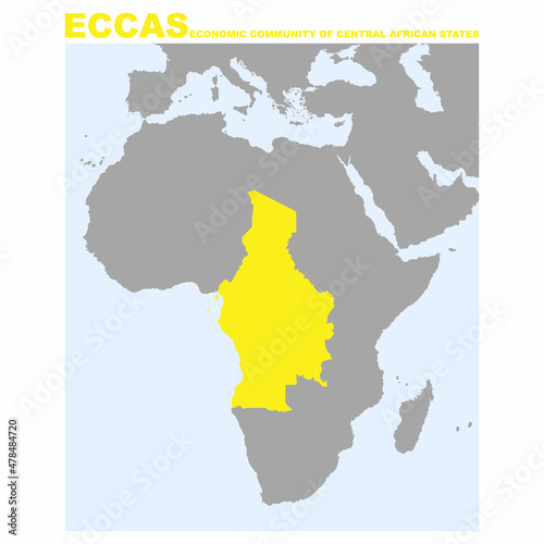 vector map with location of the Economic Community of Central African States for your project
