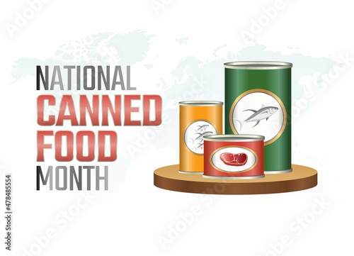 vector graphic of national canned food month good for national canned food month celebration. flat design. flyer design. flat illustration.