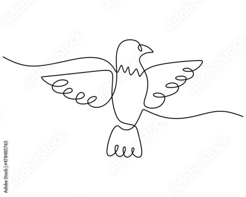 One continuous single line of Quetzal bird. Famous bird line art isolated on white background.