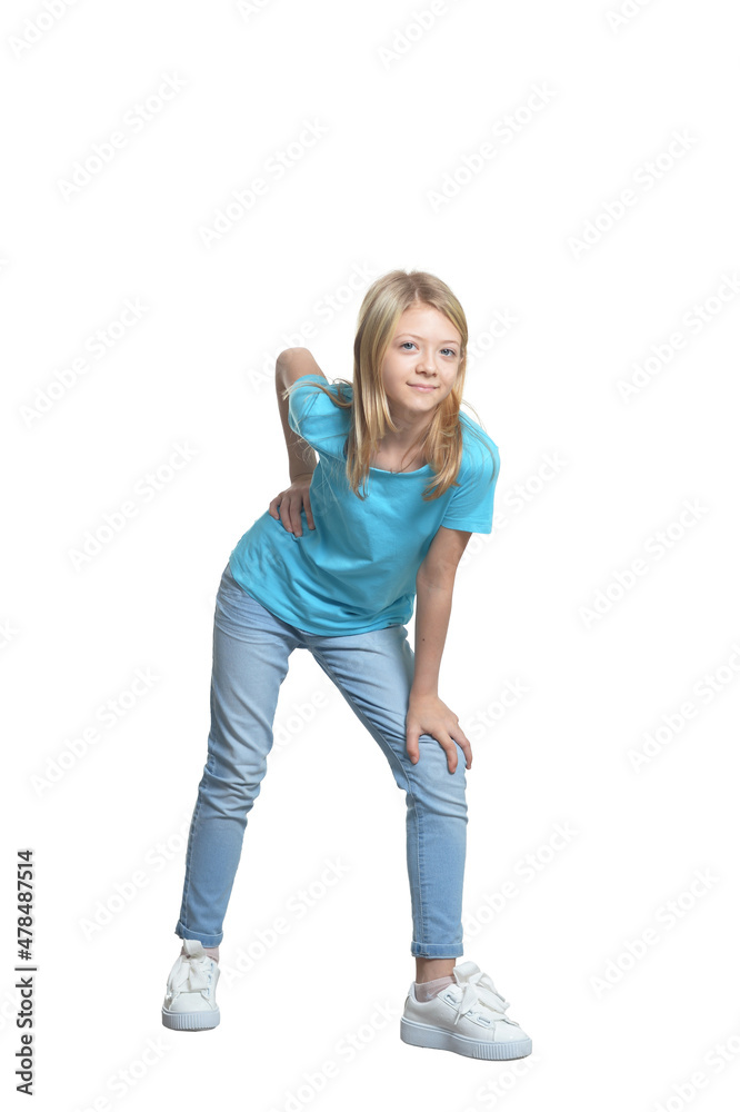 cute little girl posing on white background cute little girl posing on white background