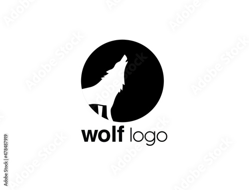 wold in the moon vector illustration logo