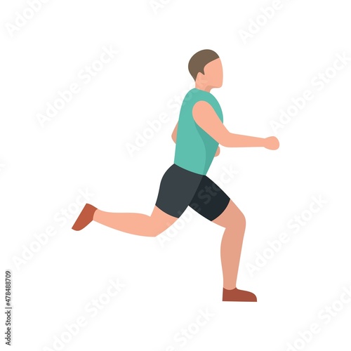 Running sportsman icon flat isolated vector © anatolir