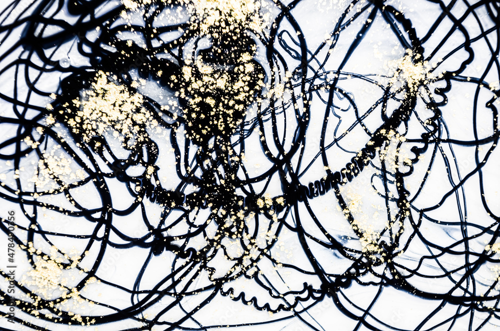 Obraz premium Traditional Ottoman Turkish marbling art. Natural Luxury. EBRU- Ancient oriental drawing technique. Extra special and luxurious- ORIENTAL ART. Ripples of agate.