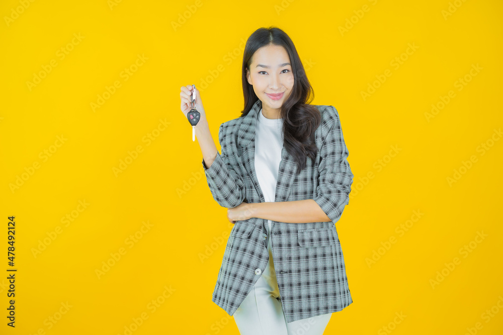 Portrait beautiful young asian woman smile with car key Portrait beautiful young asian woman smile with car key