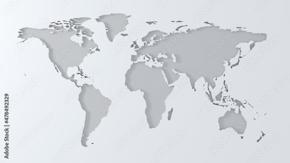 Naklejka premium Map of World cut into paper 3d render