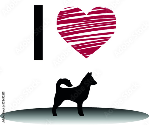 I Love Dog with Scratched Heart and Gray Base Border Colle