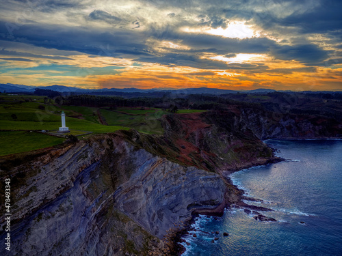 Landscape with the Lighthouse of Lastres, Asturias.